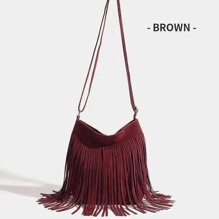 Artistic Tassel Simple And Popular Shoulder BagProduct information:Lining texture: synthetic leather Applicable scenario: leisure travel Color: Almond, brown, dark brown, black, Rose red, gray, wine red Outer bagDropshipmanAMIR BAGS INDIA PRIVATE LIMITEDnull