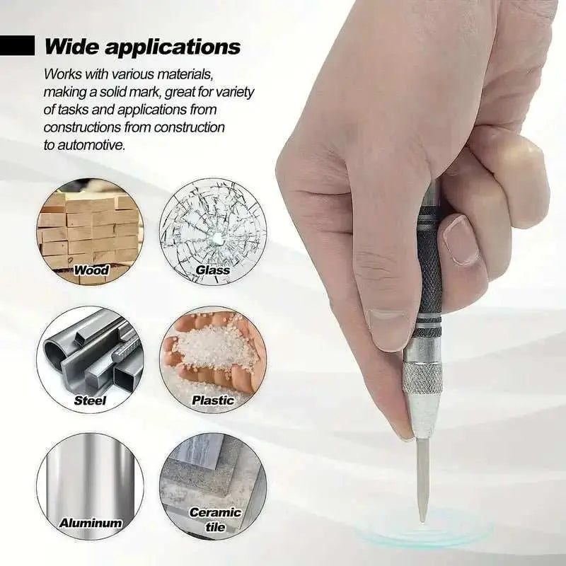 Auto Center Puncher Hole Marker Wood Metal Steel Spring Load Kerner DrPROFESSIONAL DESIGN – Auto center punch tool with a spring loaded mechanism, actually works and makes a solid mark in most projects.
ONE REPLACE TWO - Spring loadedAMIR BAGS INDIA PRIVATE LIMITEDAMIR BAGS INDIA PRIVATE LIMITEDnull