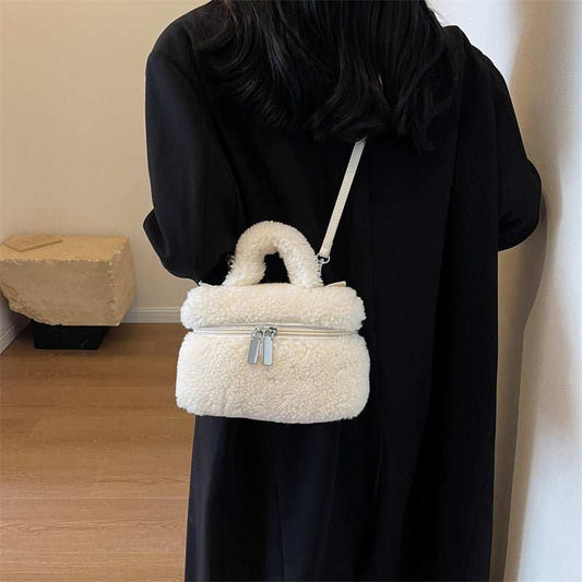 Autumn And Winter Lamb Wool Niche Popular Women's Bags Plush Portable - AMIR BAGS INDIA PRIVATE LIMITED