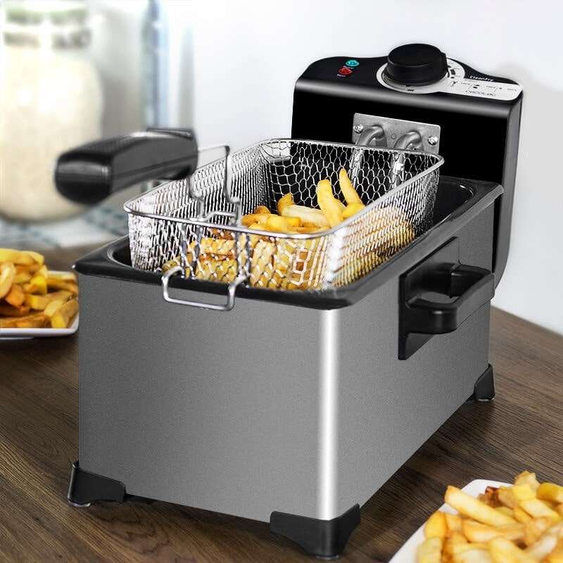 Household 3L electromechanical fryer with Teflon non-stick basket cooking French fries