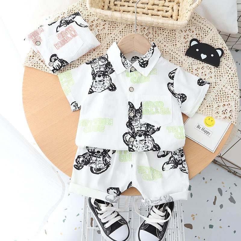Baby Lapel Short Sleeve Shirt Suit Kids Lightweight Children's Clothing - AMIR BAGS INDIA PRIVATE LIMITED