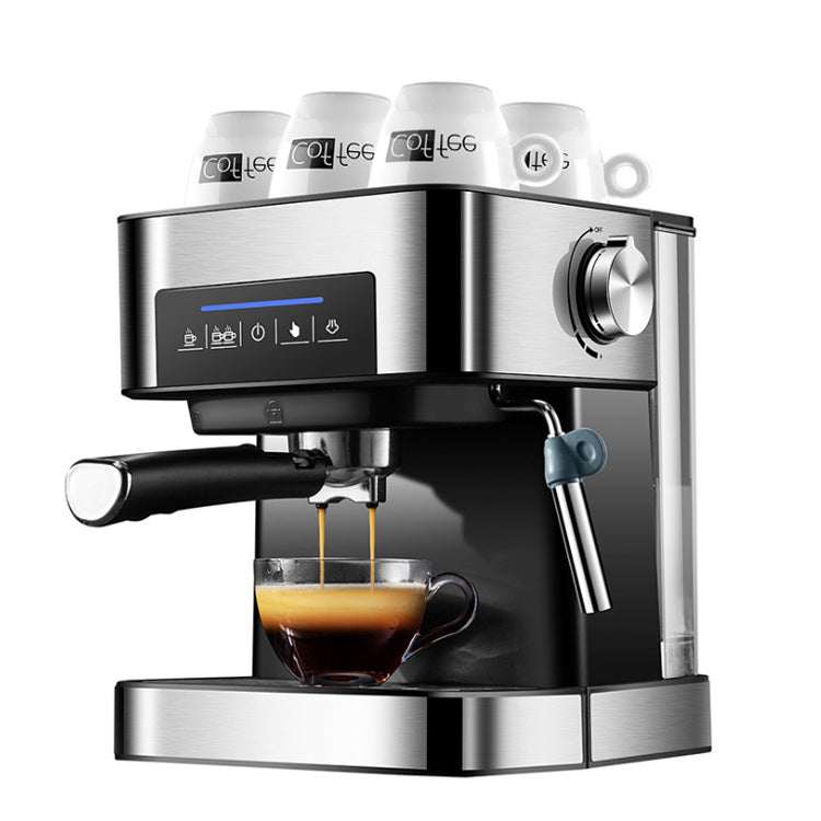 Home Smart Home espresso machine with steam milk frother and touch button operation in stainless steel design