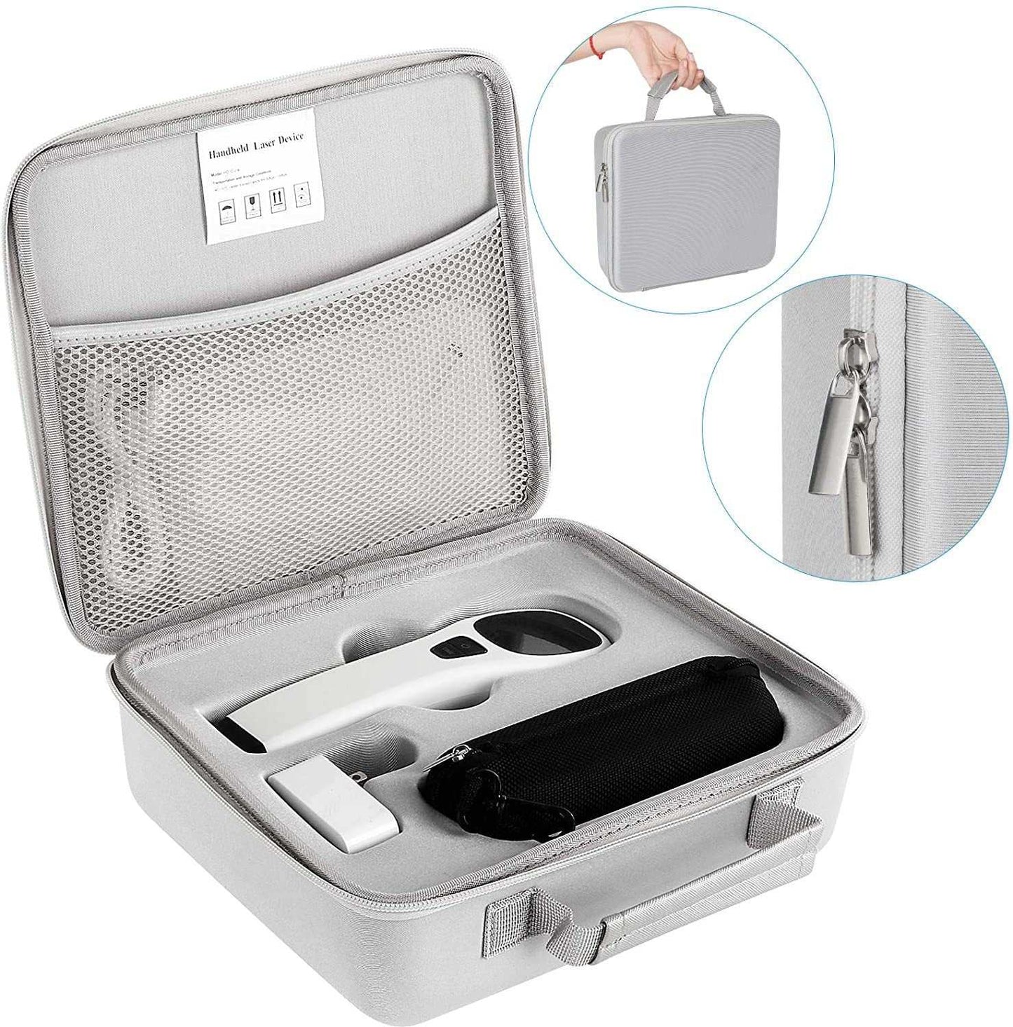 Portable hand-held red light therapy device kit with carrying case and accessories for muscle and joint pain relief