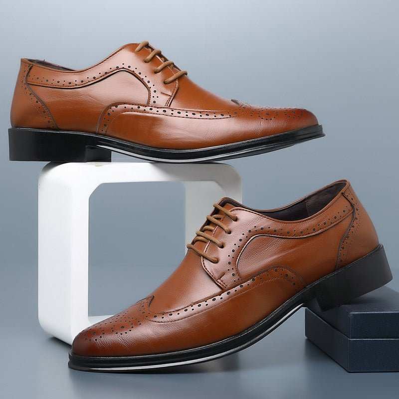 Block Carved Casual Leather Shoes For Men - AMIR BAGS INDIA PRIVATE LIMITED