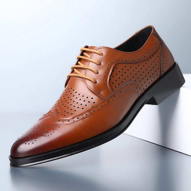 Block Carved Casual Leather Shoes For Men - AMIR BAGS INDIA PRIVATE LIMITED