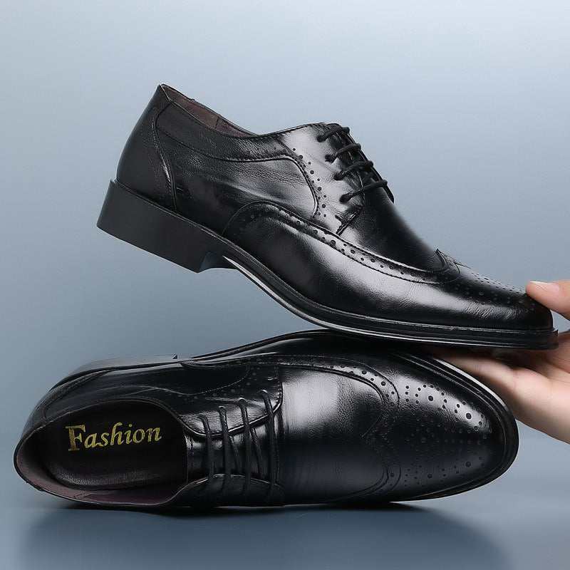 Block Carved Casual Leather Shoes For Men - AMIR BAGS INDIA PRIVATE LIMITED