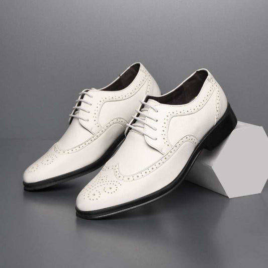 Block Carved Casual Leather Shoes For Men - AMIR BAGS INDIA PRIVATE LIMITED