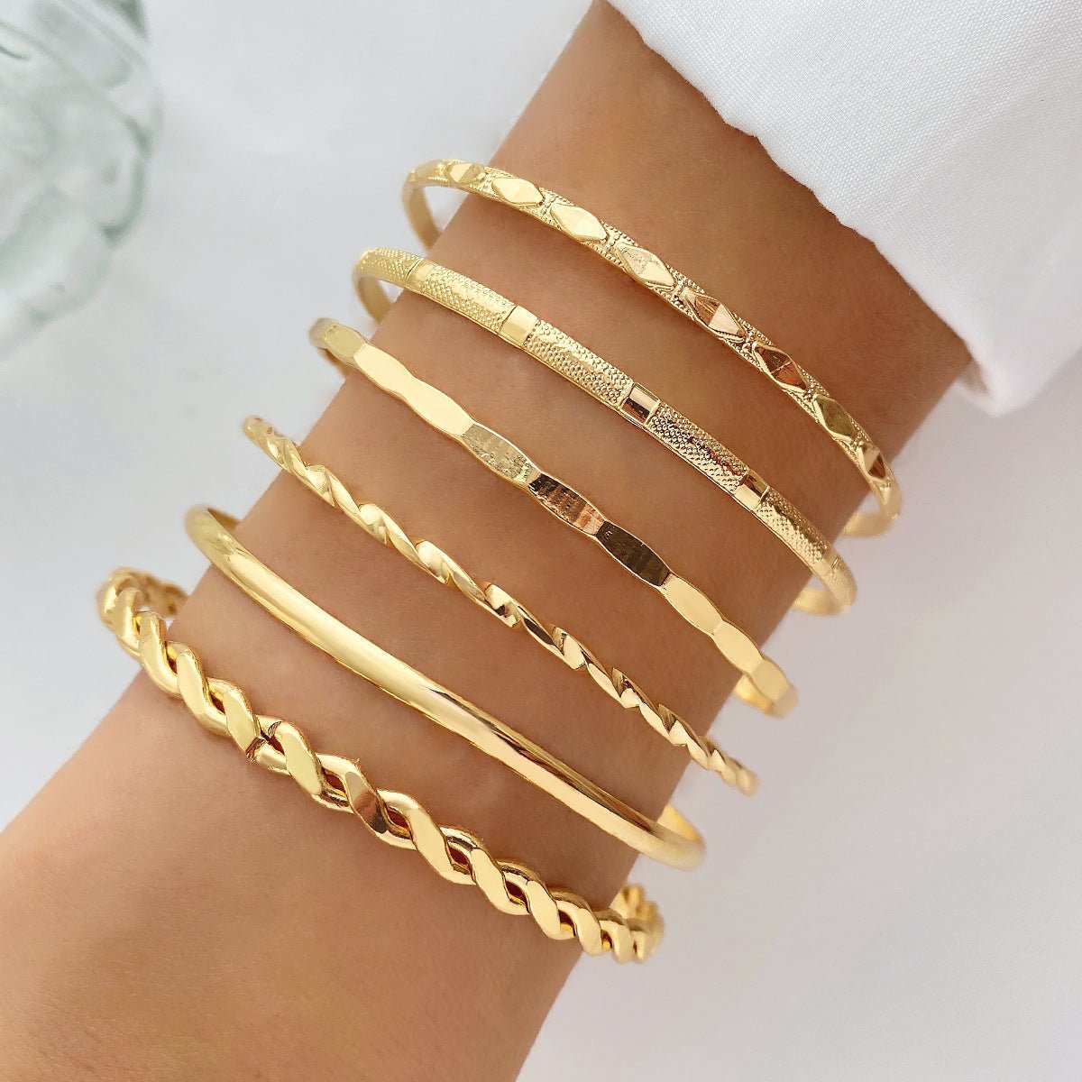 Bohemian Metal Chain Bracelet Set For Women Geometric Gold Color Thick Link Chain Bangle Female Fashion Jewelry - AMIR BAGS INDIA PRIVATE LIMITED