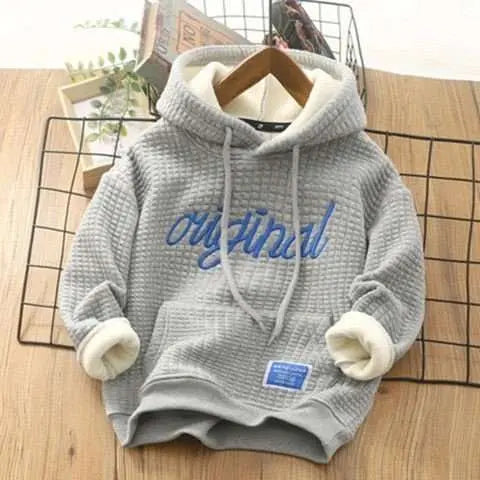 Boys' Plus Fleece Hoodie Cuhk Children's Embroidered Whole Velvet - AMIR BAGS INDIA PRIVATE LIMITED
