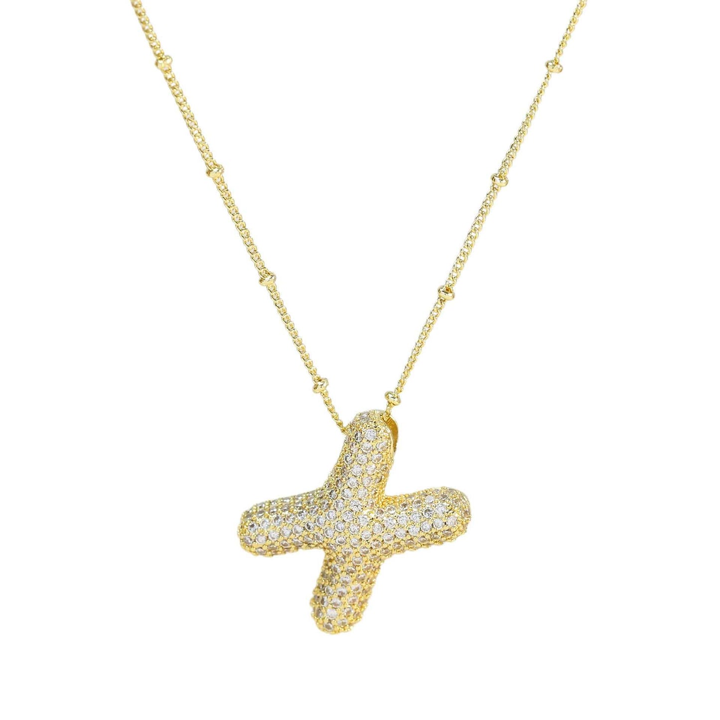 Brass Zircon Bubble Balloon Letter Pendant Necklace For Women - AMIR BAGS INDIA PRIVATE LIMITED