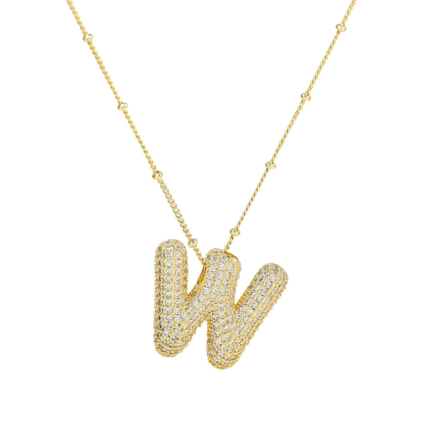 Brass Zircon Bubble Balloon Letter Pendant Necklace For Women - AMIR BAGS INDIA PRIVATE LIMITED