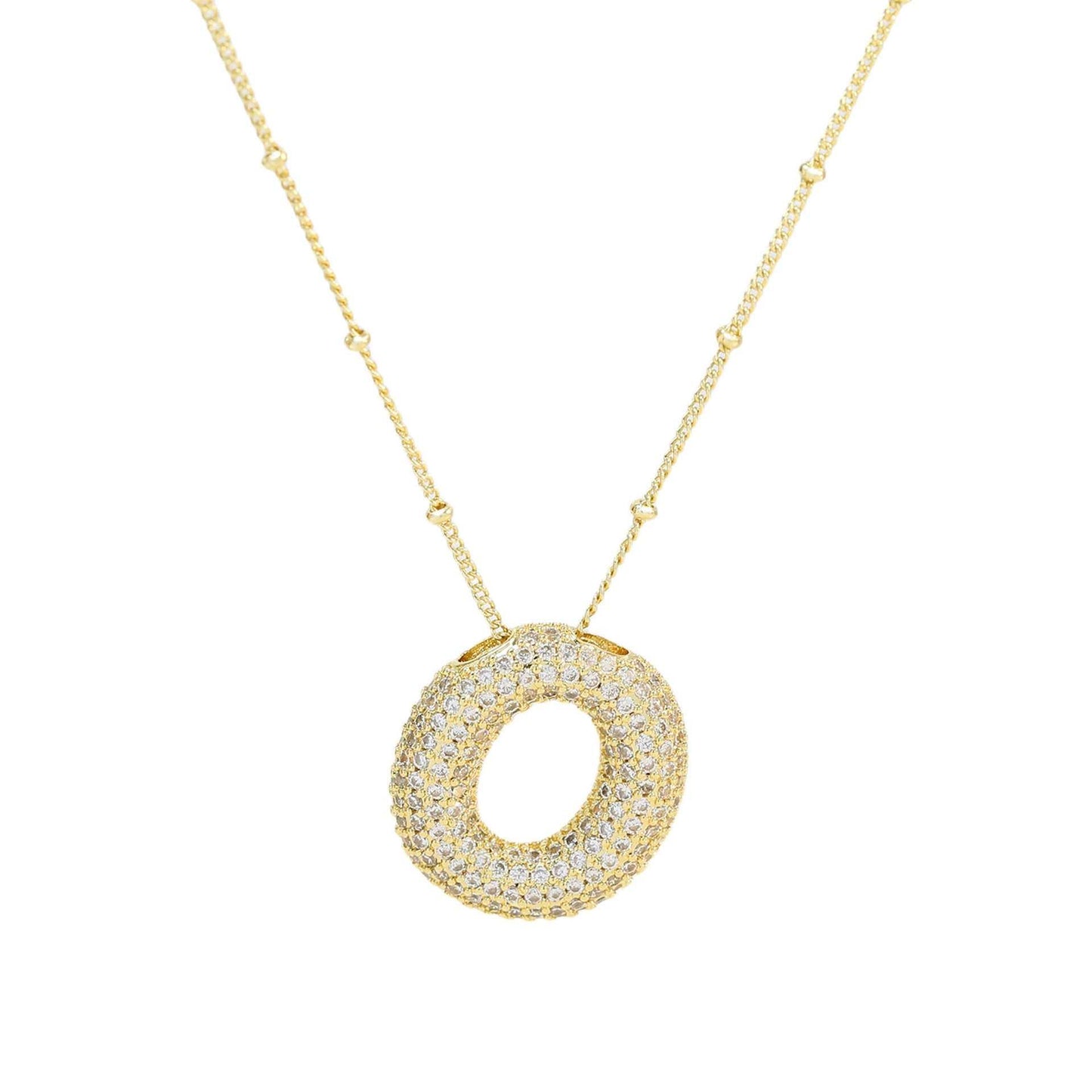 Brass Zircon Bubble Balloon Letter Pendant Necklace For Women - AMIR BAGS INDIA PRIVATE LIMITED