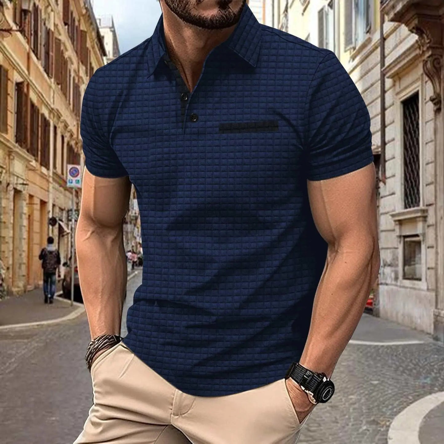 Button Jacquard Plaid Men's Sports Polo Shirt MenProduct information:Pattern: PlaidColor: black, light gray, orange, navy blue, dark gray, whiteDetails of clothing style: SlitSize: S,M,L,XL,XXL,XXXLVersion: LooseApDropshipmanAMIR BAGS INDIA PRIVATE LIMITEDnull