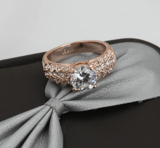 Buying hot jewelery exquisite jewelry luxury three rows of high - grade zircon rose gold engagement ring wholesale - AMIR BAGS INDIA PRIVATE LIMITED