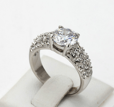 Buying hot jewelery exquisite jewelry luxury three rows of high - grade zircon rose gold engagement ring wholesale - AMIR BAGS INDIA PRIVATE LIMITED