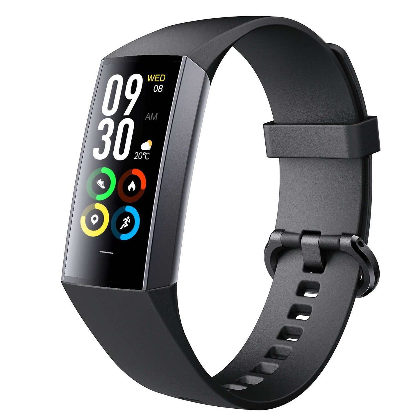 C80 Smart AMOLED fitness tracker with heart rate and blood oxygen monitoring in black color