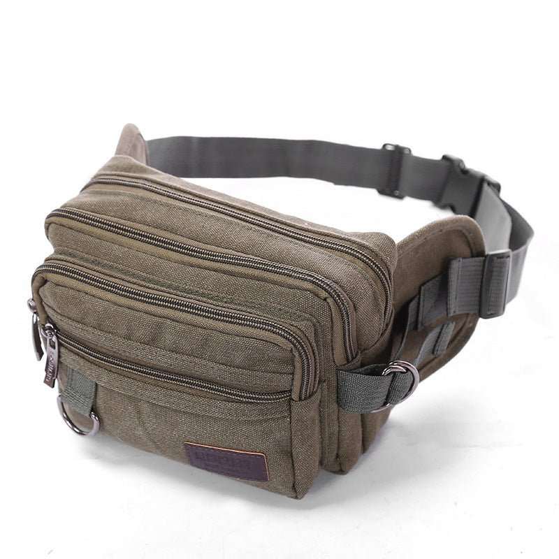Canvas Fanny Pack With 4 - Zipper Pockets Men Waist Bag Hip Bum Bag With Adjustable Strap For Outdoors Workout Traveling Casual Running Hiking Cycling - AMIR BAGS INDIA PRIVATE LIMITED