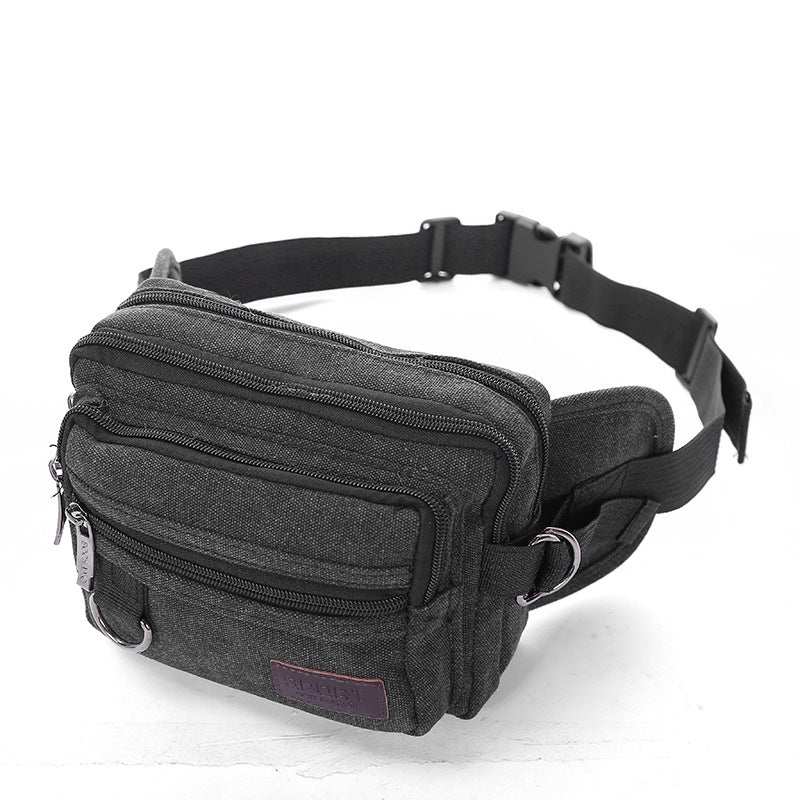 Canvas Fanny Pack With 4 - Zipper Pockets Men Waist Bag Hip Bum Bag With Adjustable Strap For Outdoors Workout Traveling Casual Running Hiking Cycling - AMIR BAGS INDIA PRIVATE LIMITED