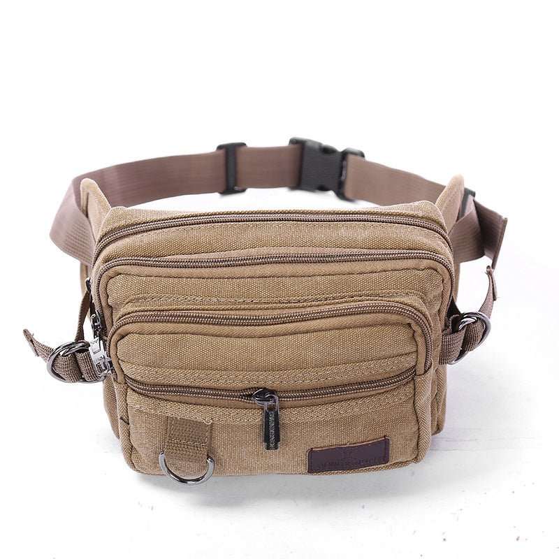 Canvas Fanny Pack With 4 - Zipper Pockets Men Waist Bag Hip Bum Bag With Adjustable Strap For Outdoors Workout Traveling Casual Running Hiking Cycling - AMIR BAGS INDIA PRIVATE LIMITED