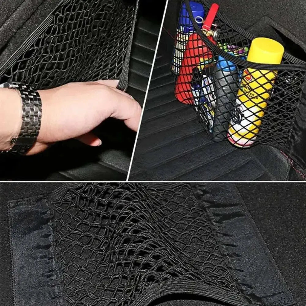 Car Back Rear Mesh Trunk Seat Elastic String Net Magic Sticker Universal Storage Bag Pocket Cage Auto Organizer Seat Back Bag - AMIR BAGS INDIA PRIVATE LIMITED
