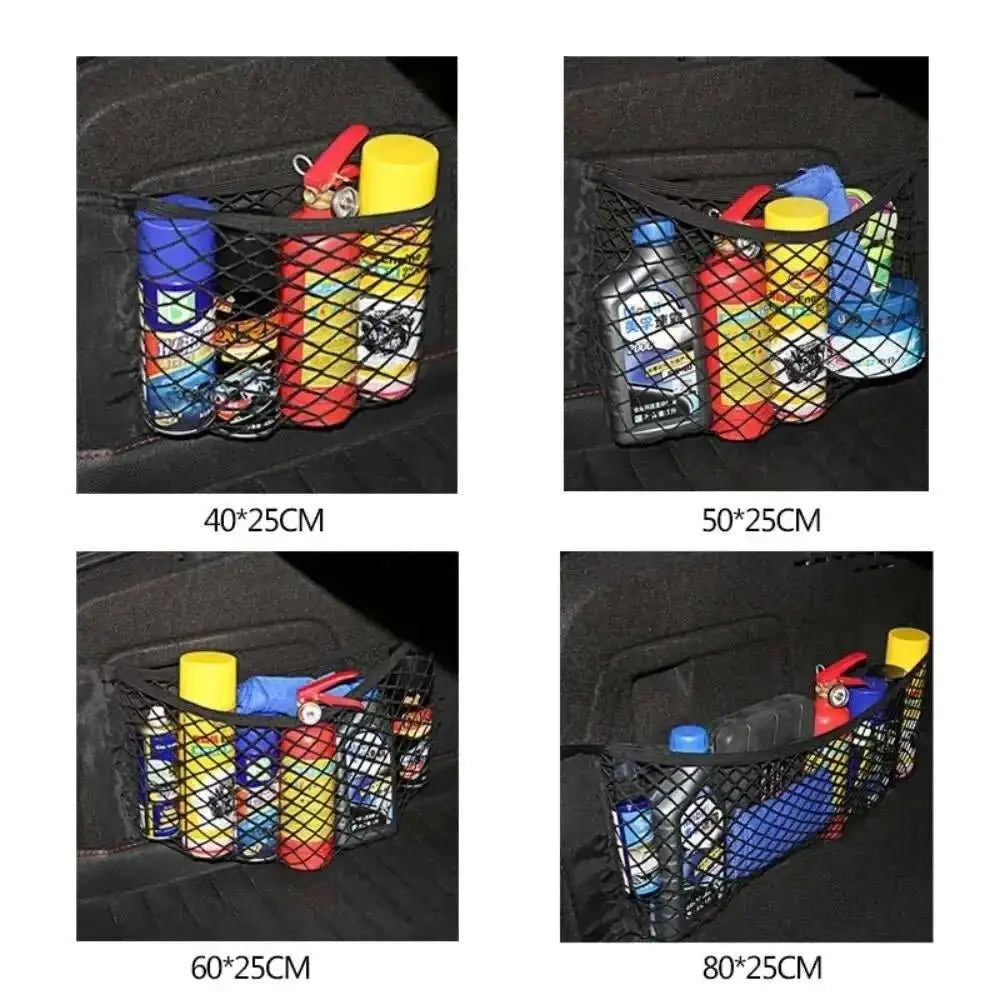 Car Back Rear Mesh Trunk Seat Elastic String Net Magic Sticker Universal Storage Bag Pocket Cage Auto Organizer Seat Back Bag - AMIR BAGS INDIA PRIVATE LIMITED