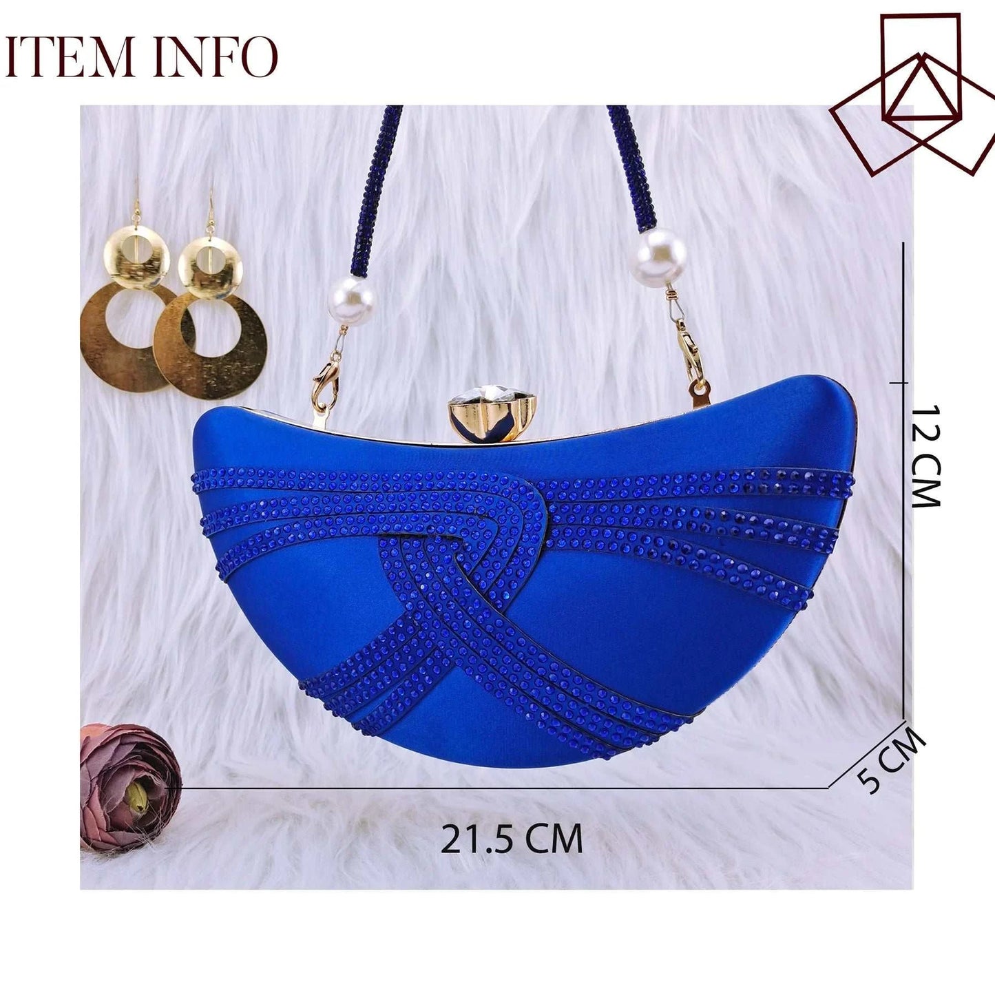 Carol Party Italian Design Blue Unique Moon Women's Bag Nigeria Luxury Brand Fashion Crystal Crossbody Bag Handbag Wallet - AMIR BAGS INDIA PRIVATE LIMITED