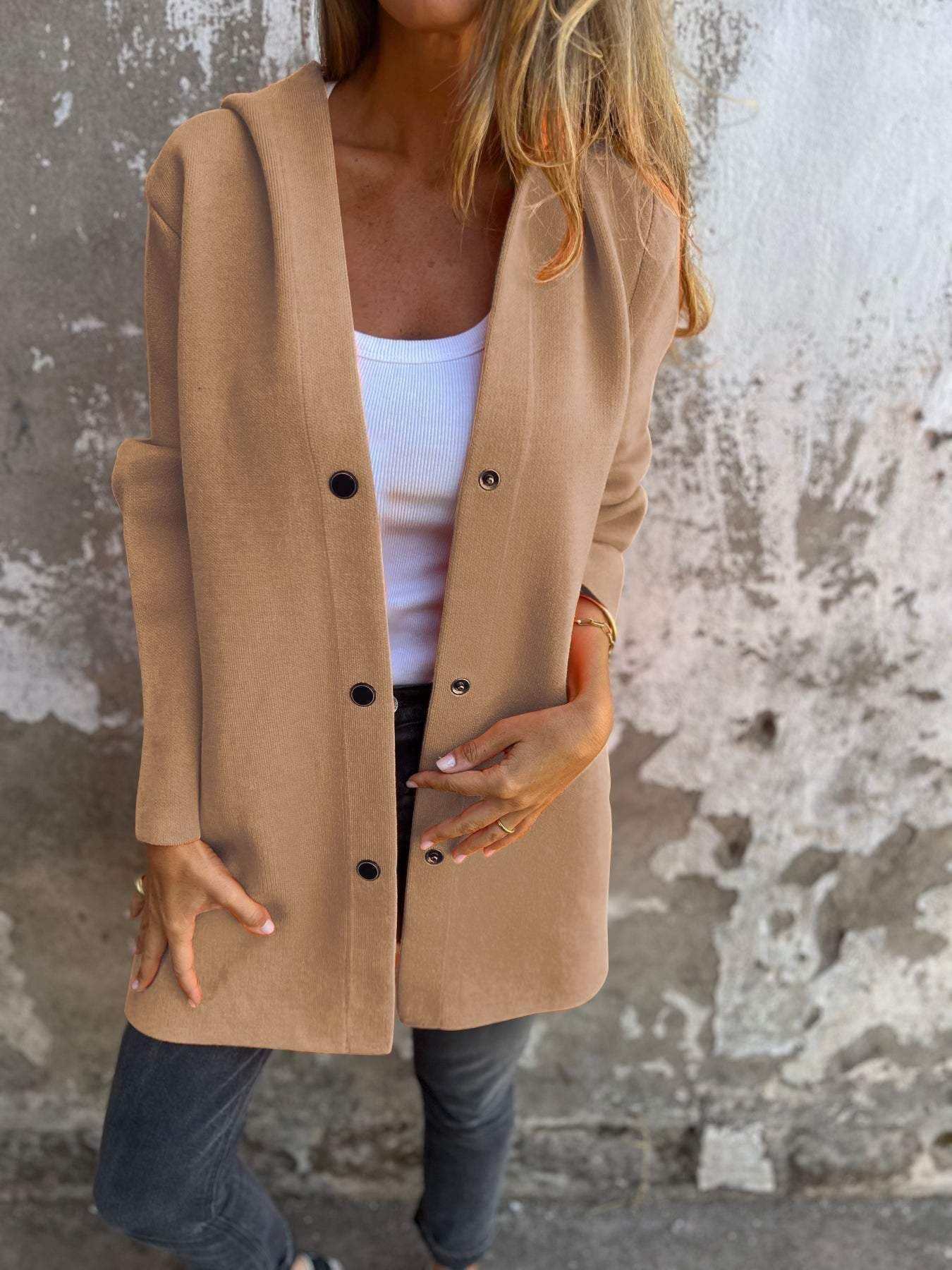Casual Hooded Single - Breasted Cardigan Fashion Loose Solid Color Jacket Spring And Autumn Women's Clothing - AMIR BAGS INDIA PRIVATE LIMITED