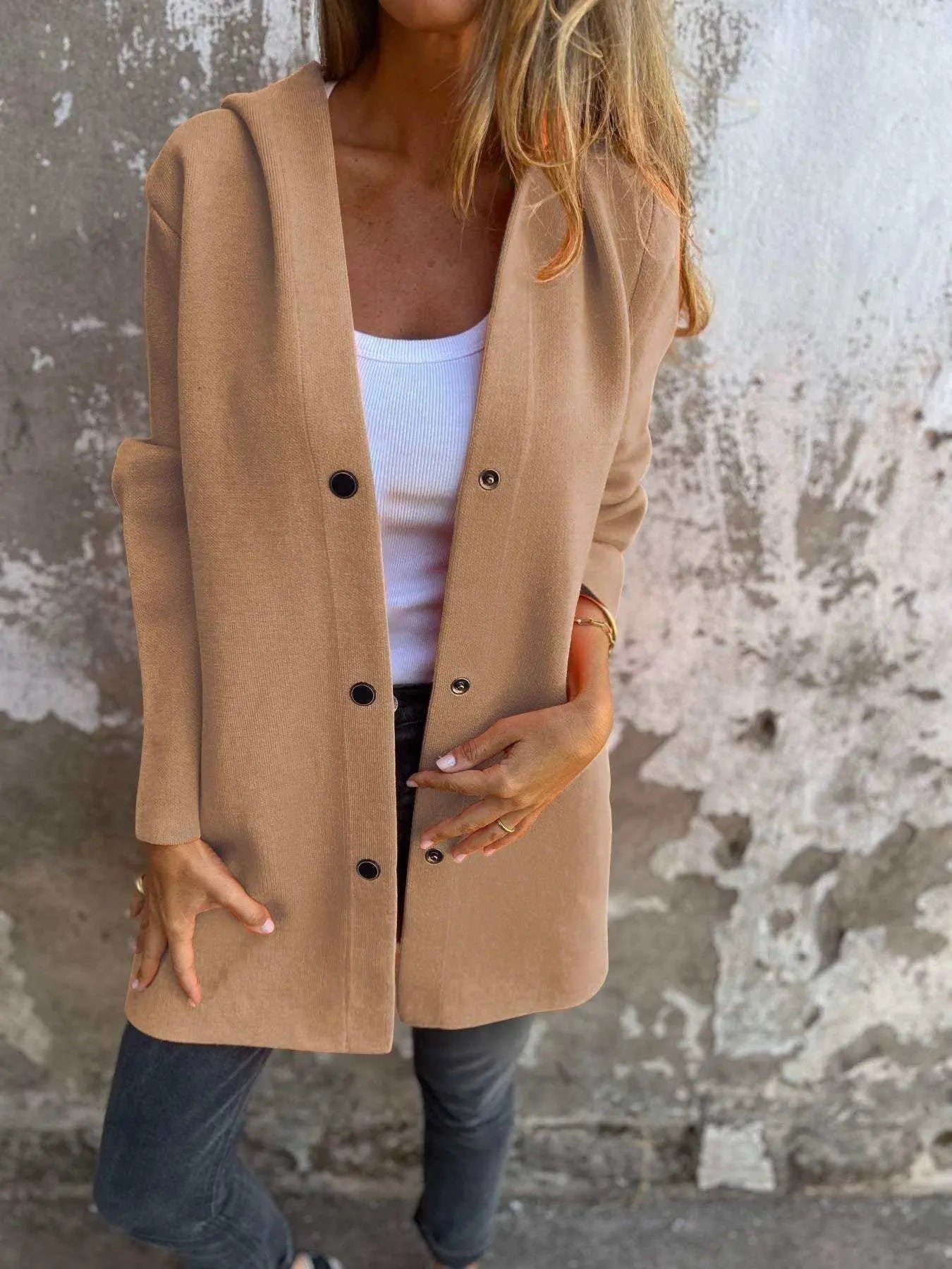 Casual Hooded Single - Breasted Cardigan Fashion Loose Solid Color Jacket Spring And Autumn Women's Clothing - AMIR BAGS INDIA PRIVATE LIMITED