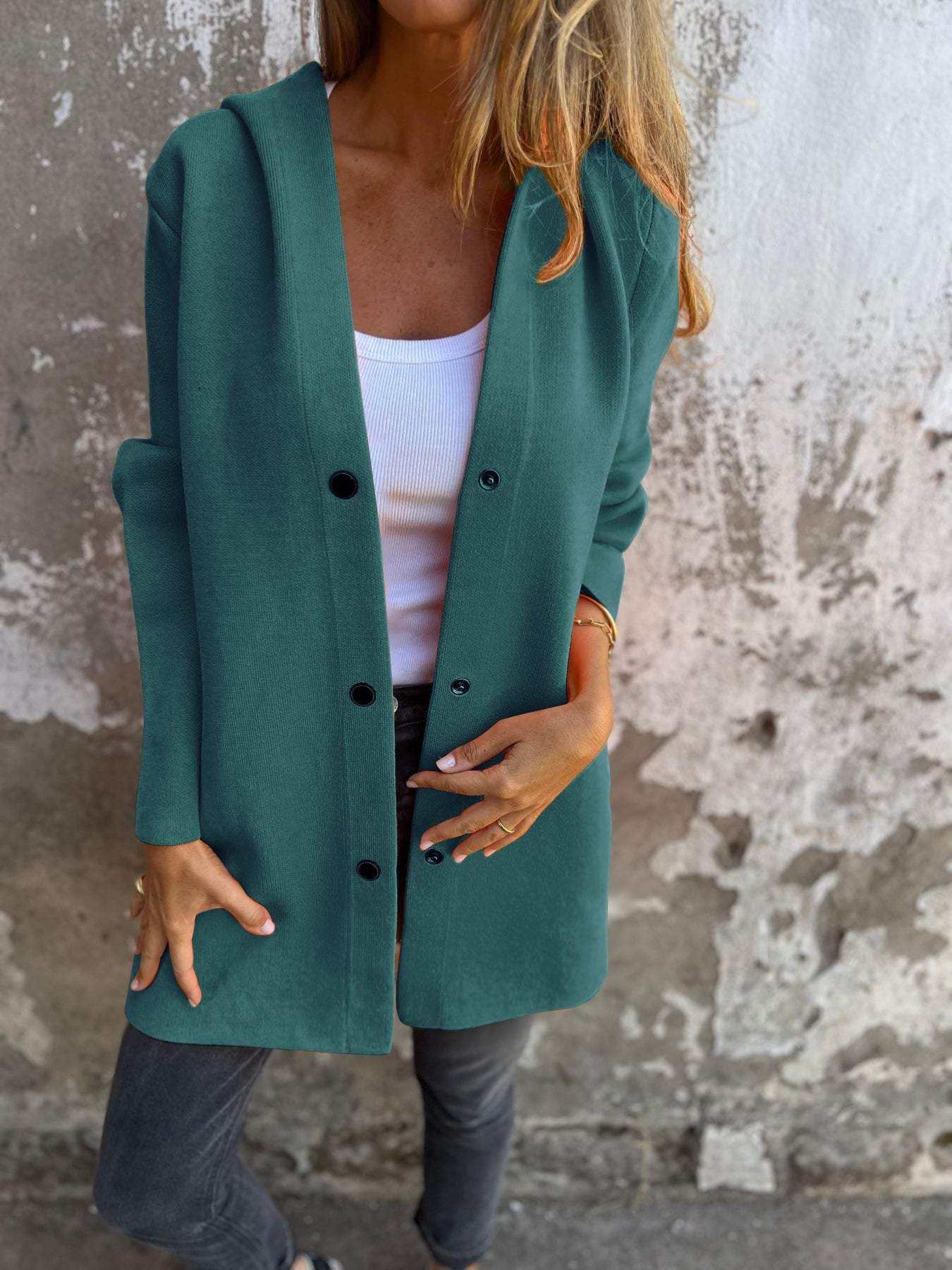 Casual Hooded Single - Breasted Cardigan Fashion Loose Solid Color Jacket Spring And Autumn Women's Clothing - AMIR BAGS INDIA PRIVATE LIMITED