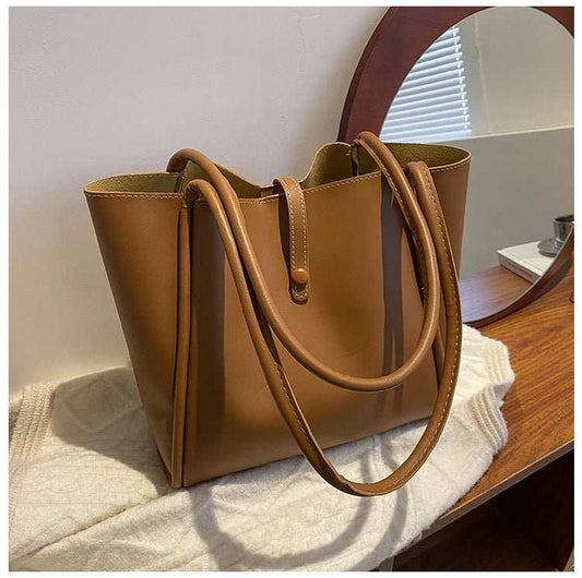 Casual Large Capacity Tote Bags For Women Fashion Solid Color Shopping Shoulder Bag With Wallet Ladies Handbag - AMIR BAGS INDIA PRIVATE LIMITED