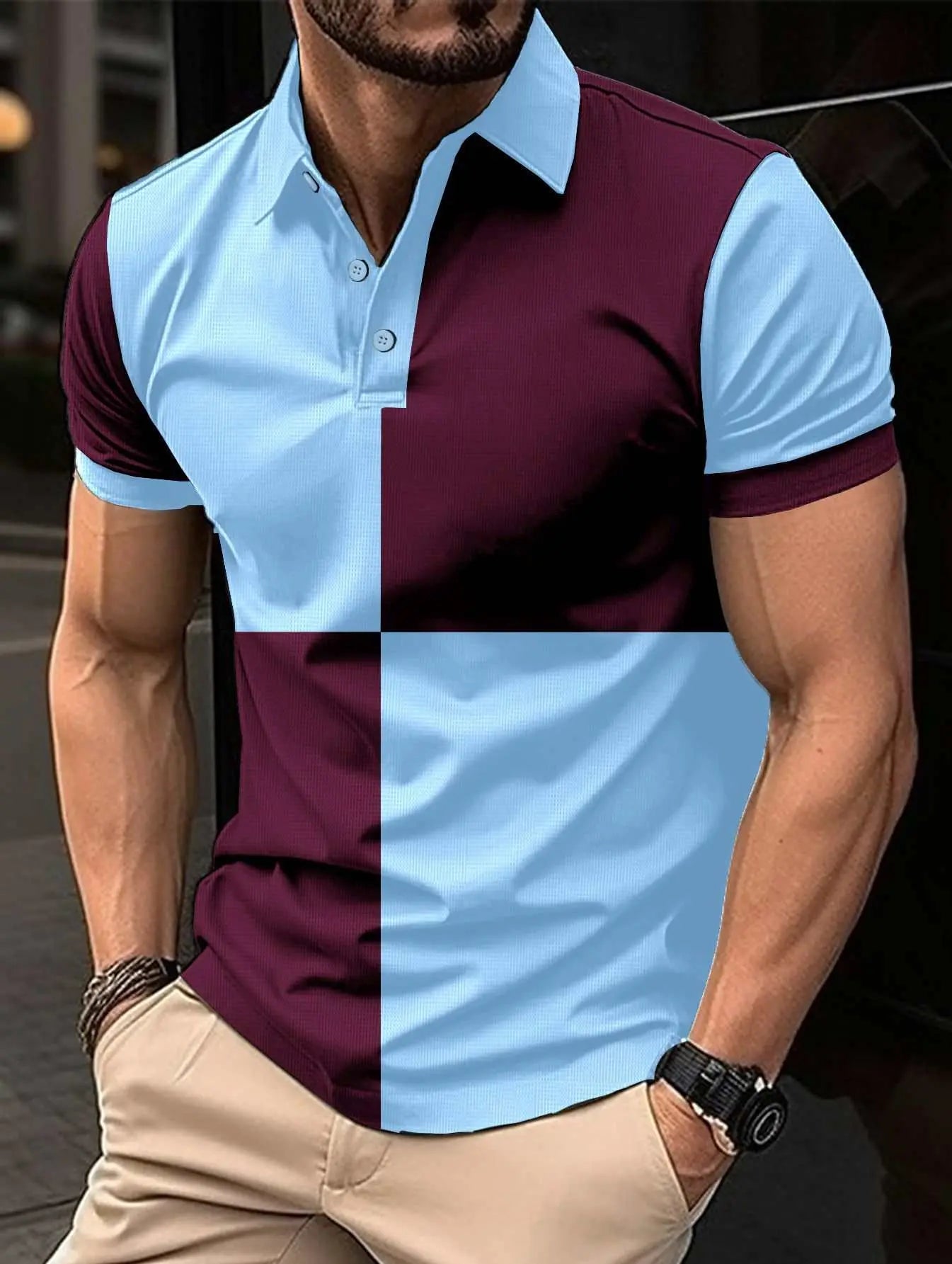 Casual Sports Short Sleeve Color Stitching Turnover Neck Polo Shirt MeProduct information:Color: black and white, pink and white, pink and gray, dark khaki and black, pink and wine red, wine red and black, sky blue and wine red, coffeeDropshipmanAMIR BAGS INDIA PRIVATE LIMITEDnull