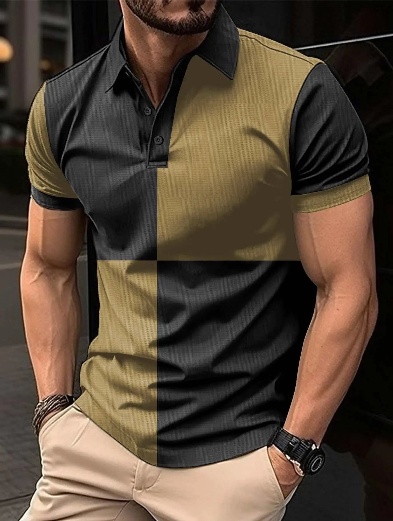 Casual Sports Short Sleeve Color Stitching Turnover Neck Polo Shirt MeProduct information:Color: black and white, pink and white, pink and gray, dark khaki and black, pink and wine red, wine red and black, sky blue and wine red, coffeeDropshipmanAMIR BAGS INDIA PRIVATE LIMITEDnull