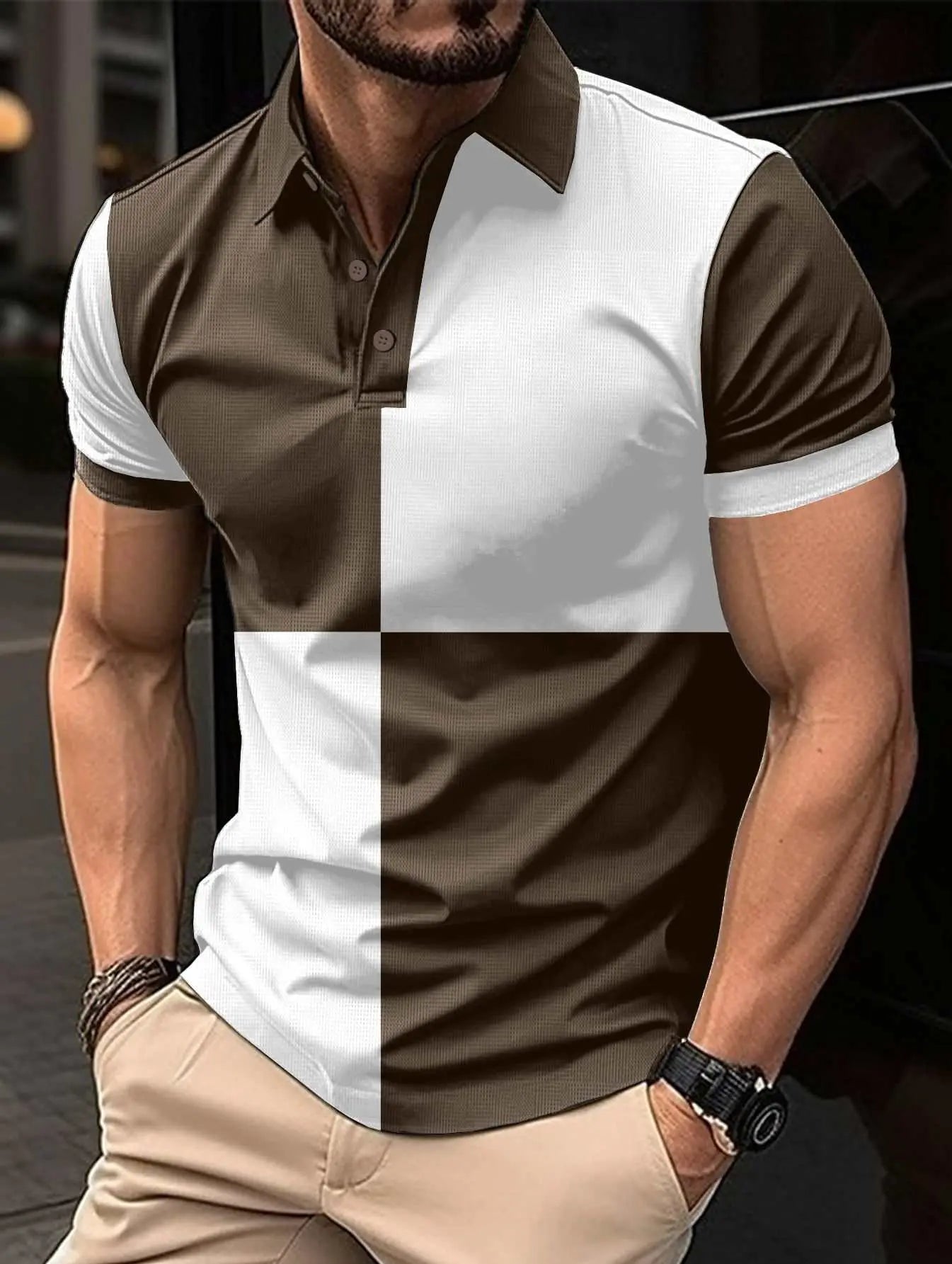 Casual Sports Short Sleeve Color Stitching Turnover Neck Polo Shirt MeProduct information:Color: black and white, pink and white, pink and gray, dark khaki and black, pink and wine red, wine red and black, sky blue and wine red, coffeeDropshipmanAMIR BAGS INDIA PRIVATE LIMITEDnull