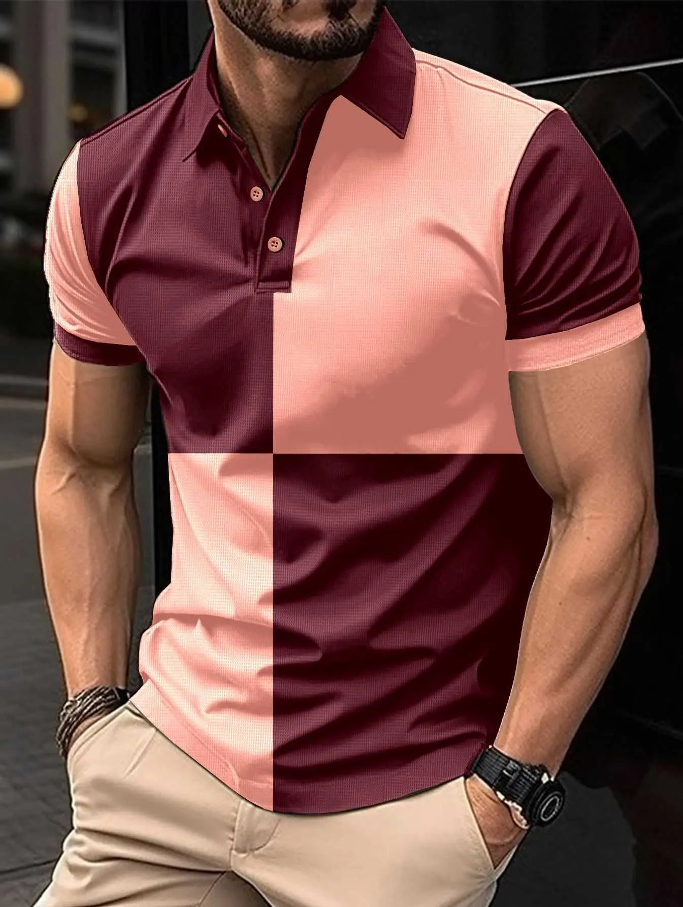Casual Sports Short Sleeve Color Stitching Turnover Neck Polo Shirt MeProduct information:Color: black and white, pink and white, pink and gray, dark khaki and black, pink and wine red, wine red and black, sky blue and wine red, coffeeDropshipmanAMIR BAGS INDIA PRIVATE LIMITEDnull