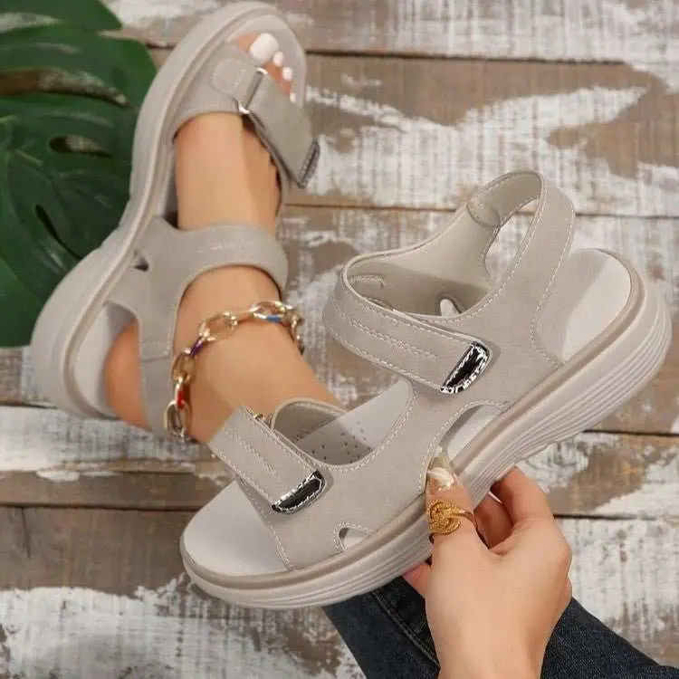 Casual Velcro - design Sandals Summer Comfortable Fish Mouth Sports Sandals Women Lightweight Beach Shoes - AMIR BAGS INDIA PRIVATE LIMITED