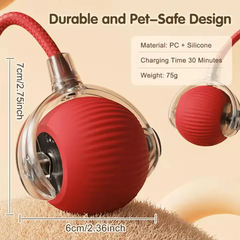 Cat Interactive ball Toy, Automatic Rolling Ball with Tail, Rechargeable Smart Pet Interactive Toy, Intelligent toy for Cat - AMIR BAGS INDIA PRIVATE LIMITED