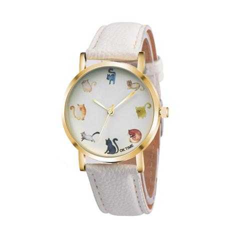 Cats Cute Watch Women PU Leather Round Dial Students Fashion Wristwatch Sleeping Cat Fox Animal - AMIR BAGS INDIA PRIVATE LIMITED