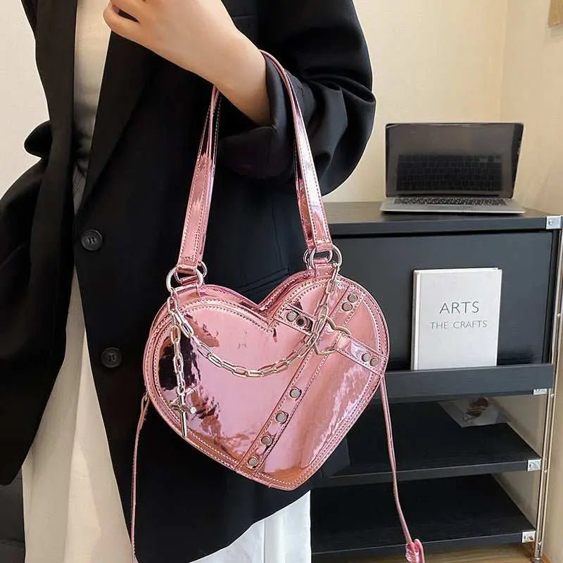 Chain Heart - shaped Bags Large Capacity Love Shoulder Bag For Women Valentine's Day - AMIR BAGS INDIA PRIVATE LIMITED