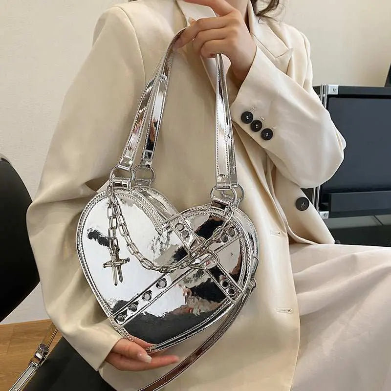 Chain Heart - shaped Bags Large Capacity Love Shoulder Bag For Women Valentine's Day - AMIR BAGS INDIA PRIVATE LIMITED