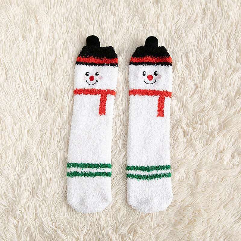 Child Christmas Socks Winter No - shedding Cute Elk Elk Santa Claus Snowman Sleeping Floor Coral Fleece Socks - AMIR BAGS INDIA PRIVATE LIMITED