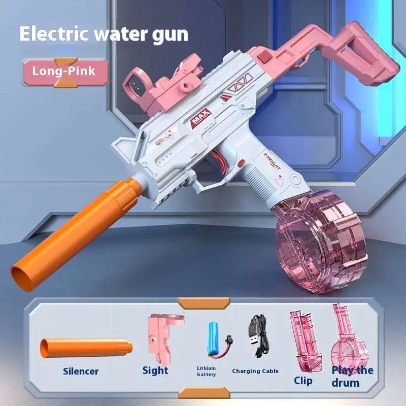 Children Automatic UZI Electric Backpack Water Submachine Gun Fights Summer Toy Water Guns Outdoor Beach Swimming Pool Toys - AMIR BAGS INDIA PRIVATE LIMITED