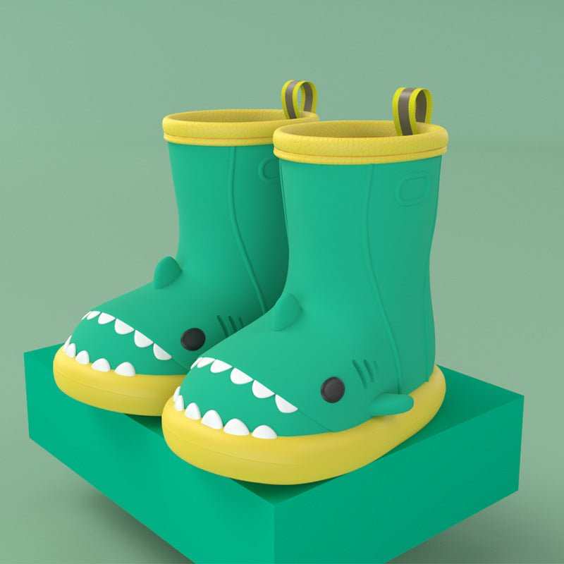 Children Boys Girls Cute Cartoon Waterproof Shoes Safety Rubber Shark Slippers Kids Rain Boots - AMIR BAGS INDIA PRIVATE LIMITED