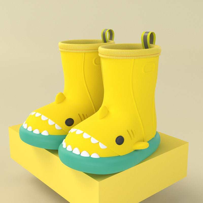 Children Boys Girls Cute Cartoon Waterproof Shoes Safety Rubber Shark Slippers Kids Rain Boots - AMIR BAGS INDIA PRIVATE LIMITED
