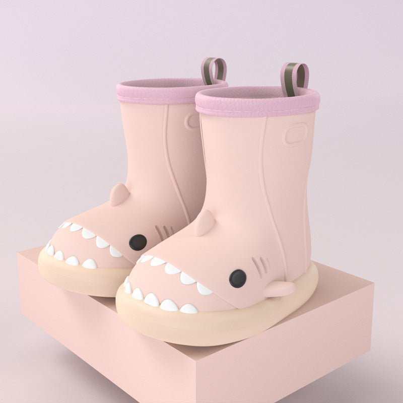Children Boys Girls Cute Cartoon Waterproof Shoes Safety Rubber Shark Slippers Kids Rain Boots - AMIR BAGS INDIA PRIVATE LIMITED