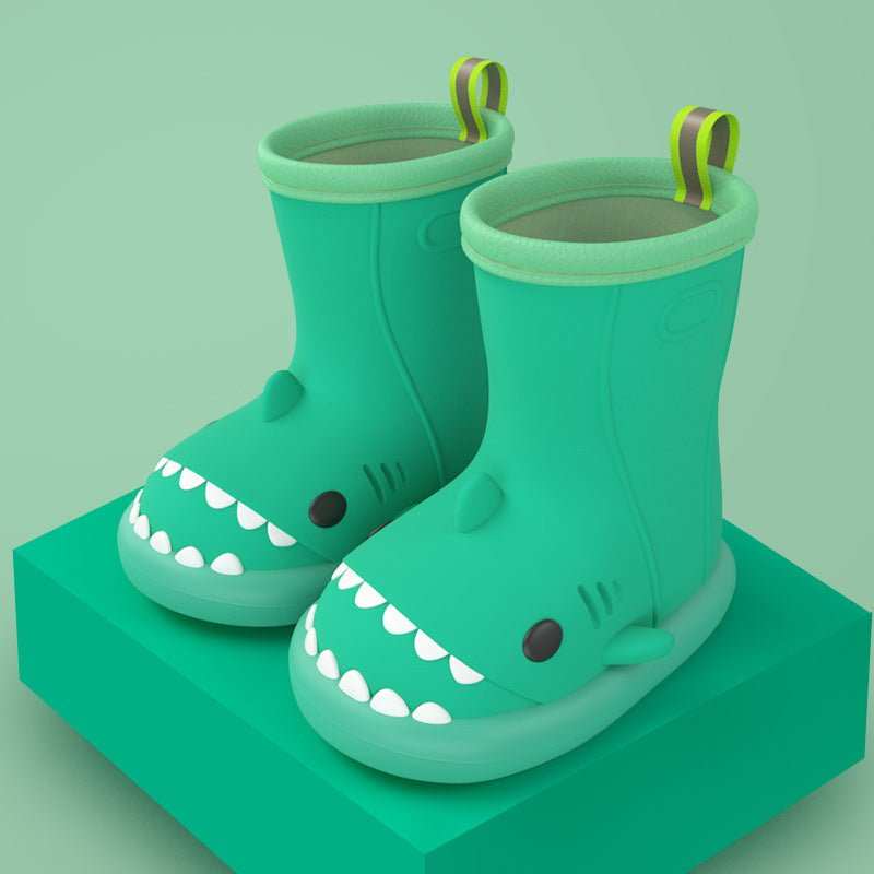Children Boys Girls Cute Cartoon Waterproof Shoes Safety Rubber Shark Slippers Kids Rain Boots - AMIR BAGS INDIA PRIVATE LIMITED