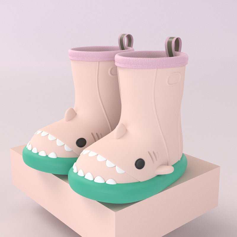 Children Boys Girls Cute Cartoon Waterproof Shoes Safety Rubber Shark Slippers Kids Rain Boots - AMIR BAGS INDIA PRIVATE LIMITED