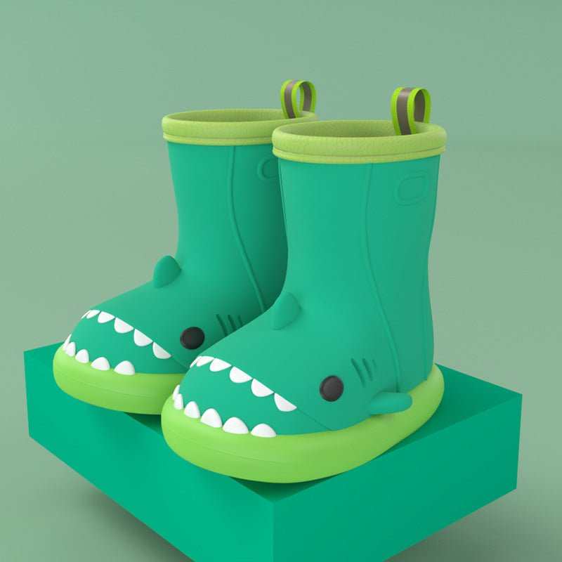 Children Boys Girls Cute Cartoon Waterproof Shoes Safety Rubber Shark Slippers Kids Rain Boots - AMIR BAGS INDIA PRIVATE LIMITED