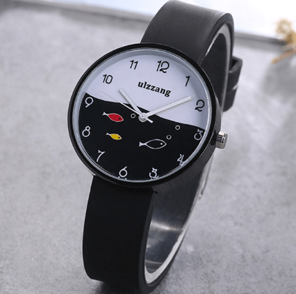Children Watch For Girls Color Silicone Strap Fashion Quartz Wristwatch Fish Dial Cartoon Kids Clock - AMIR BAGS INDIA PRIVATE LIMITED