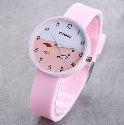 Children Watch For Girls Color Silicone Strap Fashion Quartz Wristwatch Fish Dial Cartoon Kids Clock - AMIR BAGS INDIA PRIVATE LIMITED