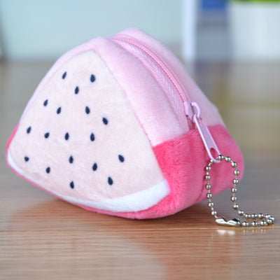 Children's Day Creative Gift Plush Solid Triangle Fruit Zero Wallet Coin Bag Key Bag Strap - AMIR BAGS INDIA PRIVATE LIMITED